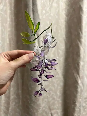 등나무 꽃 헤어콤 일본풍 머리 장식