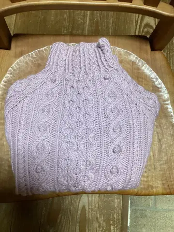 아란 무늬 사쿠라 핑크 스웨터