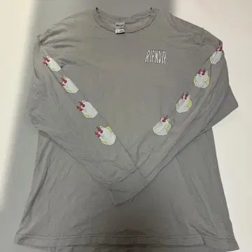 RIPNDIP 긴팔 티셔츠 그레이 소매 프린트 고양이 디자인