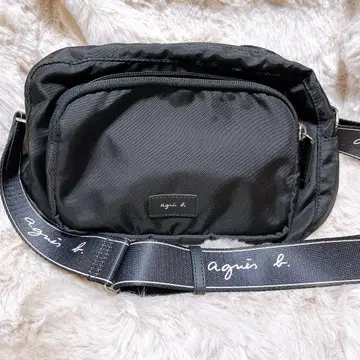 agnes b. 에네스베 숄더백 사선 나일론 블랙