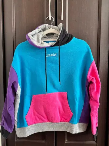 xgirl 컬러풀 후드티 후드 부착
