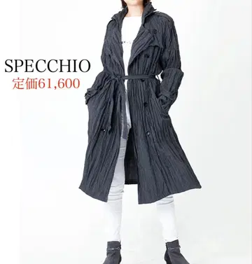 SPECCHIO (스페치오) 세로 핸드 플리츠 데님 라이크 트렌치코트