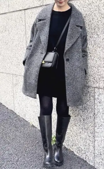 spick&span W 슬라이버 헤링본 미들 코트