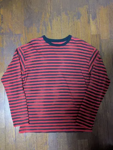 MINEDENIM 빨검 스트라이프 긴팔 티셔츠