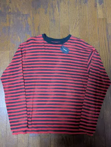 MINEDENIM 빨검 스트라이프 긴팔 티셔츠