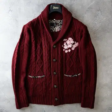 미야비무스비 숄카라 니트 자켓 가디건 XL