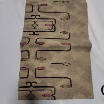 나고야 오비 기하학 패턴 자수 베이지