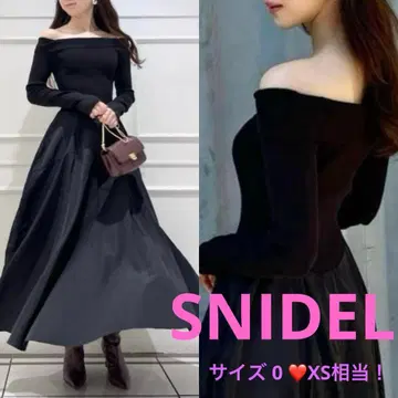 컨디션 최상 [ SNIDEL ] 오프숄더 도킹 원피스 블랙 사이즈 0