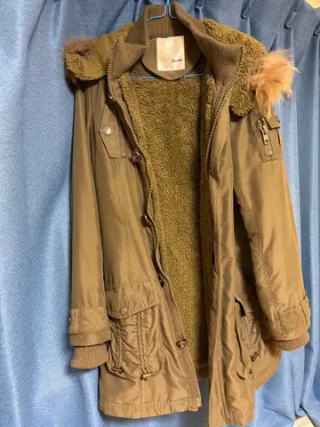 Jugadon 후드 부착 카키 모즈 코트 자켓