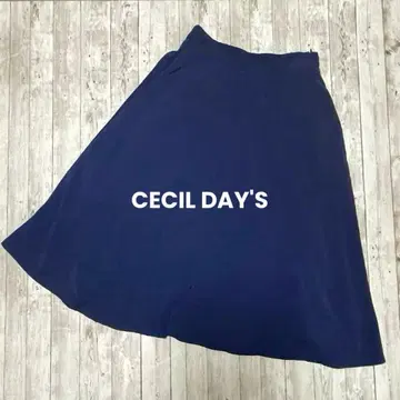 새상품급 CECIL DAY'S 세실데이즈 플레어 스커트 블루 레트로 M