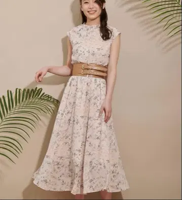 노엘라 플라워 롱 원피스 컬러 살몬 핑크