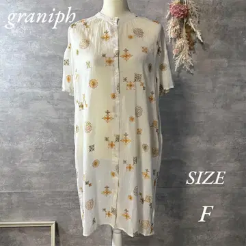 그라니프 반팔 자수 원피스 화이트 코튼 100% 프리 사이즈