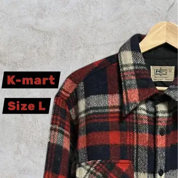 70s K-mart CPO 체크 울 긴팔 셔츠