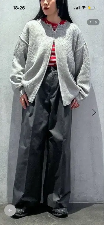 MODE NORM CORE 아이렛 니트 루즈 블루종