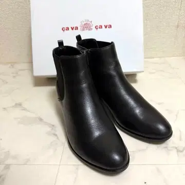 [ 새상품급 ] cava cava 천연 가죽 블랙 사이드 고어 부츠