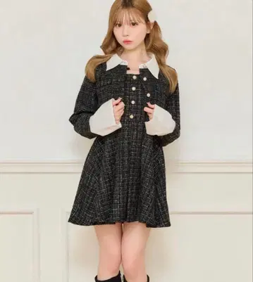 apres jour 트위드 숏 자켓 미니 원피스 셋업