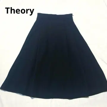 Theory 하이웨스트 플레어 롱 스커트 플리츠 블랙 2