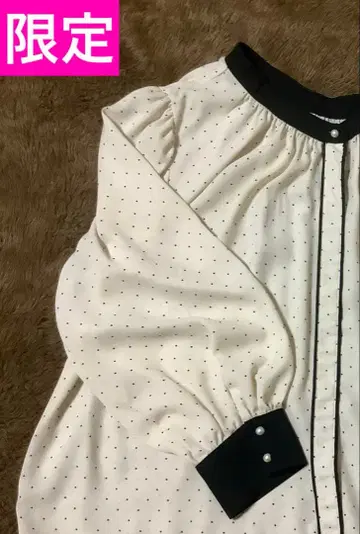 한정판 펄 버튼 도트 블라우스 도트 3L 루즈한 사이즈 빅 사이즈