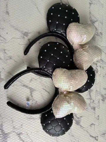 디즈니 귀 머리띠 펄 퀼팅 스팽글 2개 세트