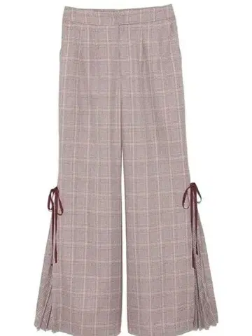 새상품 Lily Brown 밑단 플리츠 체크 팬츠 사이즈 0(S) 퍼플