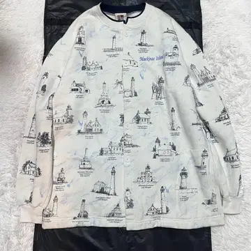 90s usa제 '등대' 맨투맨 가디건 올 패턴 L