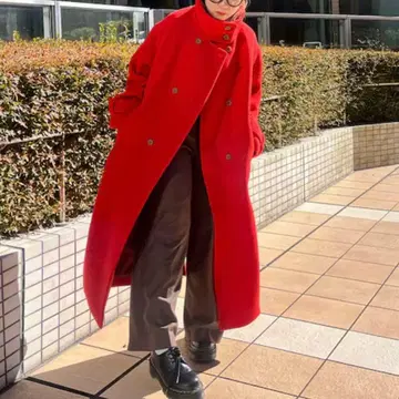 미사용 새상품 Ungrid 스탠드 카라 루즈 코트 S 크리스마스