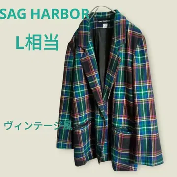 [ 빅 패턴 체크 ] SAG HARBOR 싱글 1B 블레이저 L 빈티지풍