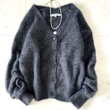 컨디션 최상 언타이틀 복슬복슬 퍼 니트 가디건 V넥 빅 사이즈