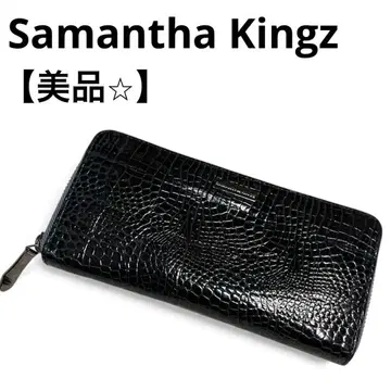 새상품급 Samantha Kingz 악어 엠보싱 라운드 지퍼 장지갑 블랙
