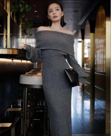 anuans 오프숄더 니트 원피스