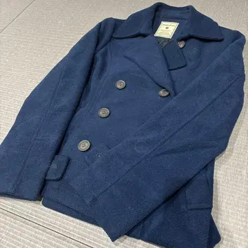 네이비 더블 브레스트 피 코트 38 사이즈