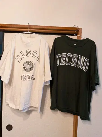 2장 세트! ISNESS MUSIC DISCO 티셔츠 화이트&그린