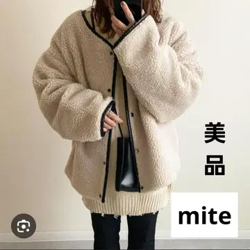 [ 완판템 ] mite 숏 보아 코트 브라운 새상품급