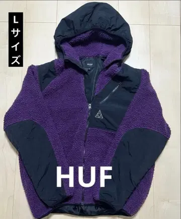 HUF 플리스 자켓 L 사이즈 보라색/블랙