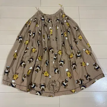 PINK HOUSE 핑크하우스 곰 무늬 브라운 플레어 스커트