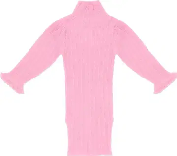 케이티 핑크 리브 하이넥 7부 소매