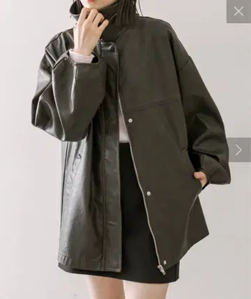 mystic 페이크 레더 자켓 브라운 아우터 자켓