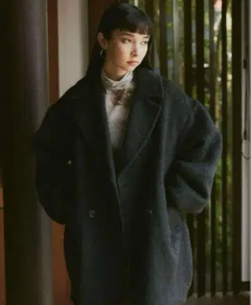 Happy John 울 블렌드 샤기 코쿤 P 코트