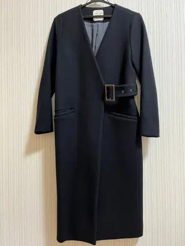 블랙 랩 롱 코트 벨트 포함
