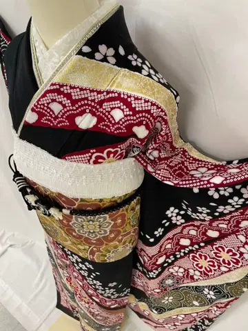 [ WA-Modern ] 순수 실크 큰 키 긴 팔 후리소데 7점 풀세트