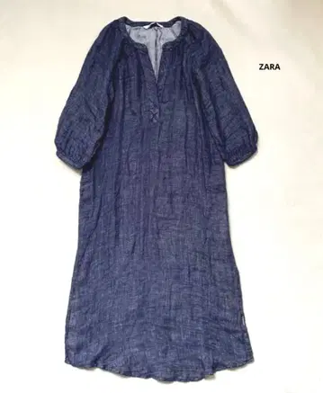 ZARA 자라 롱 원피스 거즈 네이비 루즈핏 스키퍼 S