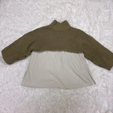 하이넥 크롭 니트 셔츠 볼레로