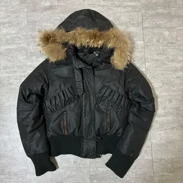 00s y2k 짧은 기장 볼륨 퍼 다운 아우터 블랙