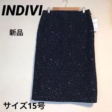 [ INDIVI ] 네이비 레오파드 타이트 스커트 사이즈 15호 새상품