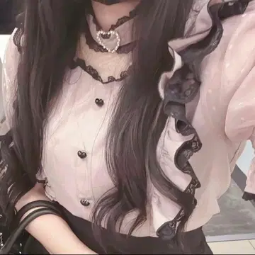 ROJITA 로지타 하트버클 시어 도트 블라우스 핑크 반팔 완판템