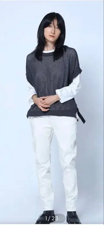 새상품! Lasud 메쉬 니트 베스트 레이어드 티셔츠