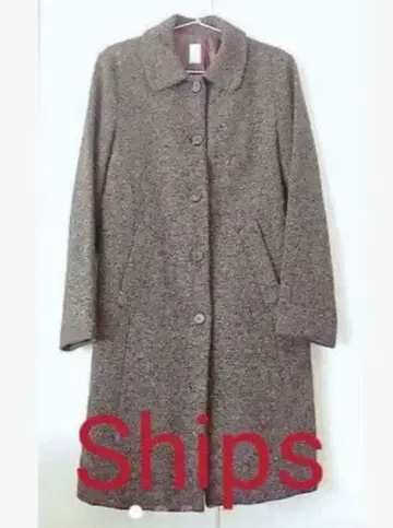 쉽스 트위드 울 코트 쉽스 브라운 여성용 브라운 무릎 기장