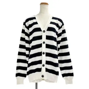 새상품급 앤티크로즈 ANTIQULOTHES 보더 가디건 M 화이트 블랙