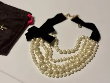 케이트 스페이드 펄 리본 목걸이 파우치 포함