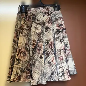 블루라벨 체크 플라워 꽃무늬 스커트